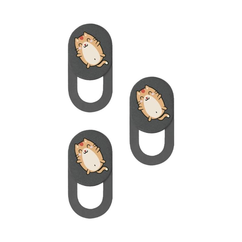3pcs Cartoon Kitten Camera Cover Webcam Cover Slide Universal Web Camera Phone Camera Cover Protect Your Security