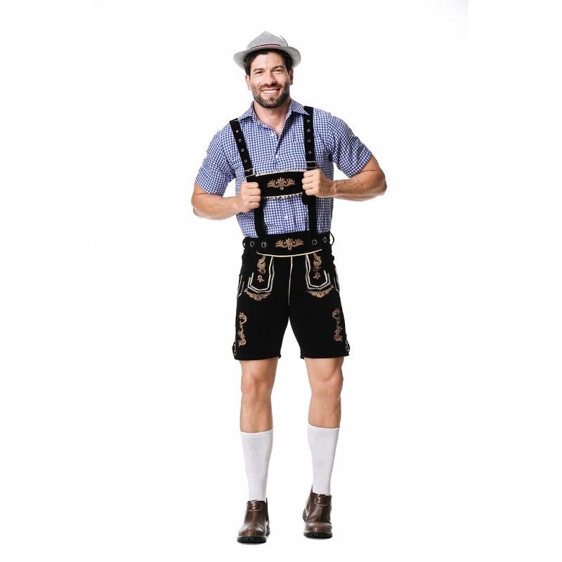 New Parent-child Checkered Beer Suit Suspender Pants Munich Oktoberfest Suit Bar Overalls