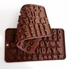 3-Pack Silicone Letter and Number Molds for Homemade Chocolate, Candy, Jelly or Ice Cubes, Cake Decorating, 21.5x11.5 cm, Brown/Pink
