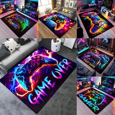 1pcs Gaming Rug for Boys Room Gamer Rug Controller Design Carpet for Game Room Bedroom Decor Non-slip Machine Washab Mat Gift
