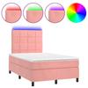 Vidaxl Continental Bed with Mattress and LED, Pink Velvet 120X200Cm