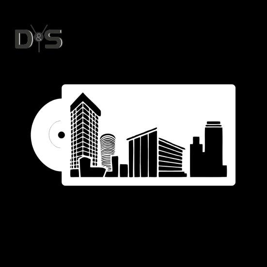 Plantilla para pastel, herramientas para hornear con patrón de construcción de punto de referencia, molde en relieve para decoración de postres DIY de PVC, 5 uds.