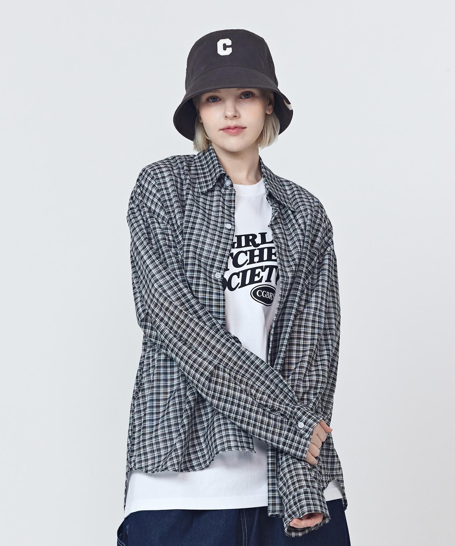 Cargo Bros For Woman Seersucker Oversized Check Shirt (Black) Free