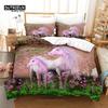 Girls Unicorn Flower Duvet Cover Cartoon Bedding Set Microfiber 3D Print Comforter Cover King Full For Kids Teen Bedroom Decor