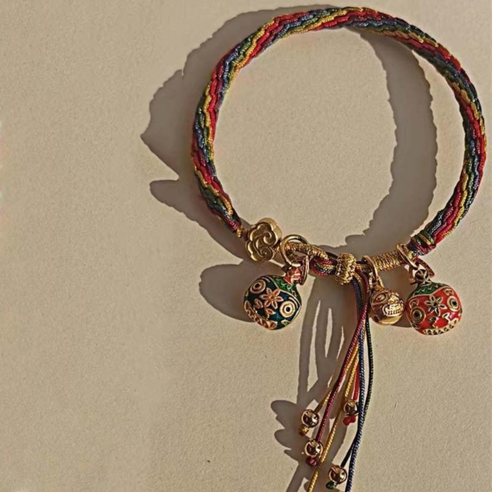 Zink Zinklegierung Verschlingendes Gold Biest Armband Linie Um Segen beten Handband Buntes gewebtes Seil Paar