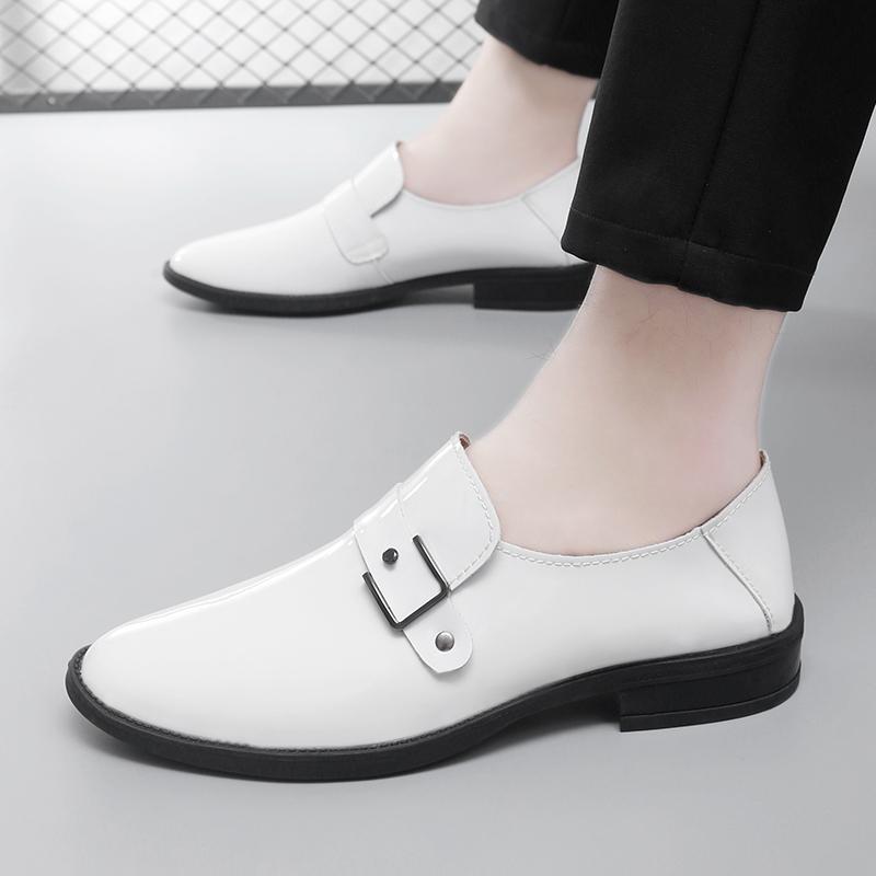 Fashion Leather Slip-On Dress Shoes Men Comfortable Office Work Shoes Pointed Toe Formal Shoes Men's Loafers All-match Business Flats