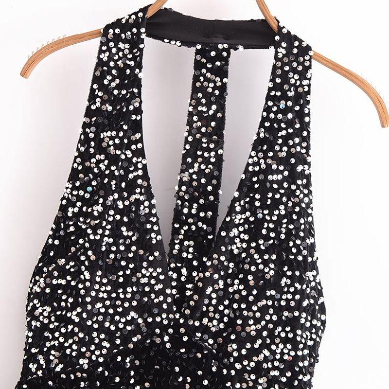 Kaslead New Arrival Women's Fashion Style Fashionable Sequins Balloon Dress 9808574