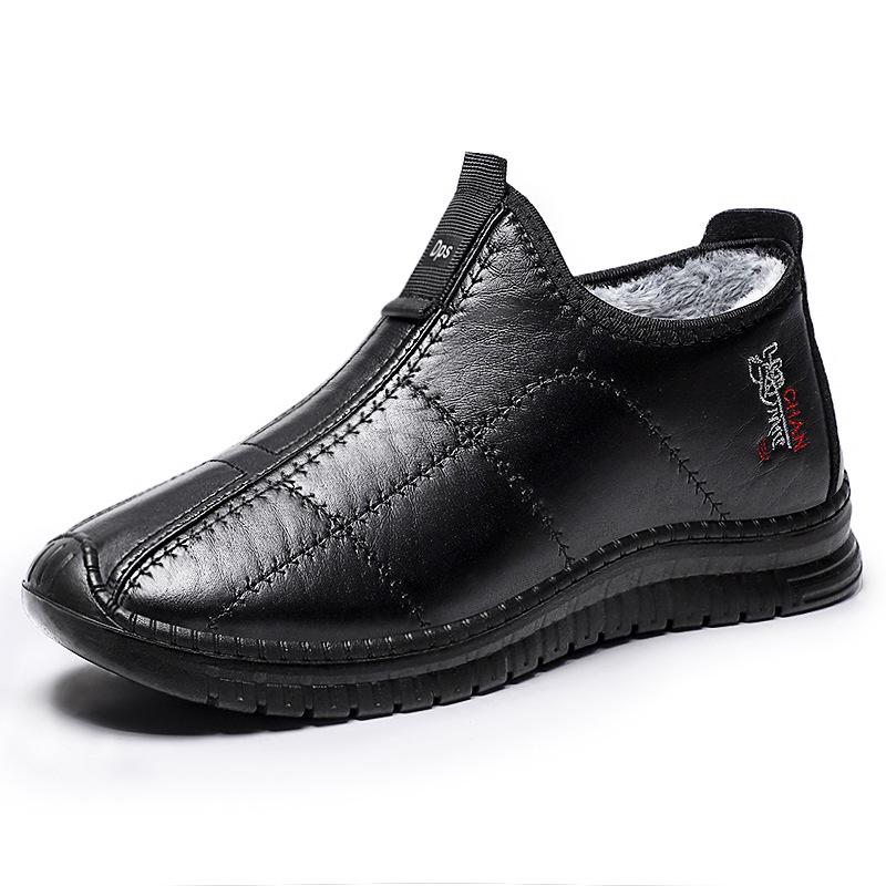 Warme Baumwoll-Kurzstiefel für Herren, große Größe, mit Polyurethan - Bequeme flache Öffnung, verdickt, mit Plüsch-Stil