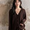 V-Ausschnitt Dicker Strickcardigan für Damen - Einfarbiger Lockerer Pullover, Bequemes Oberteil