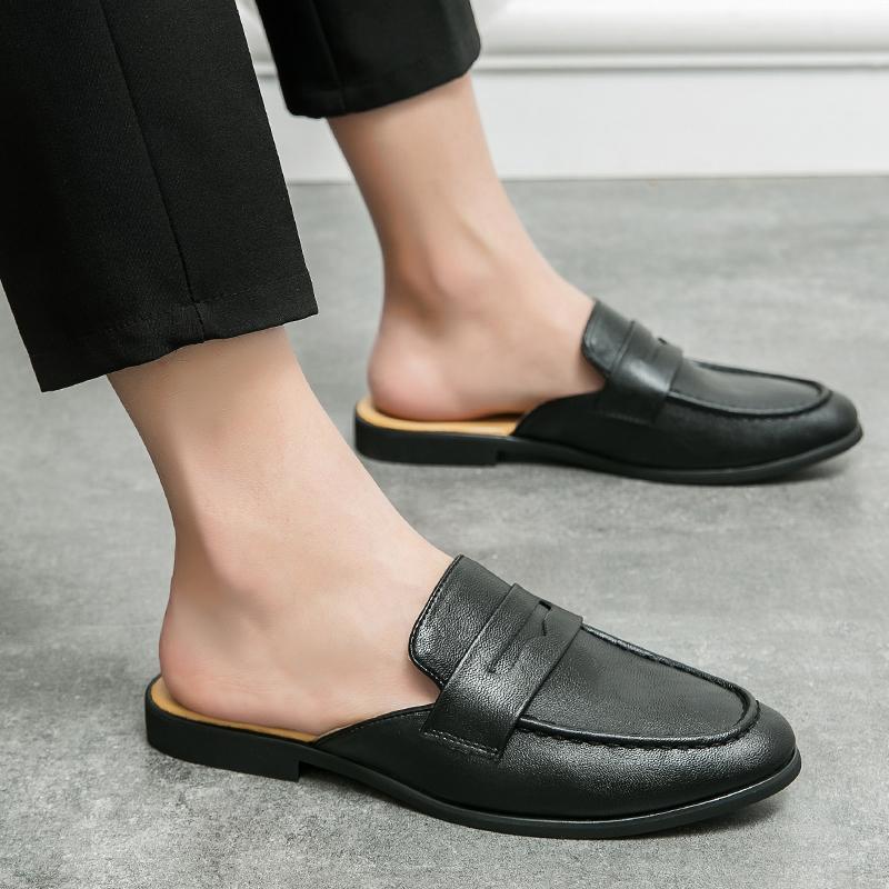 Fashion 2024Genuine Leather Slippers Luxury Brand High Quality Men's Slippers Sandals Classic Retro Outdoor Men's Fashion Casual Shoes