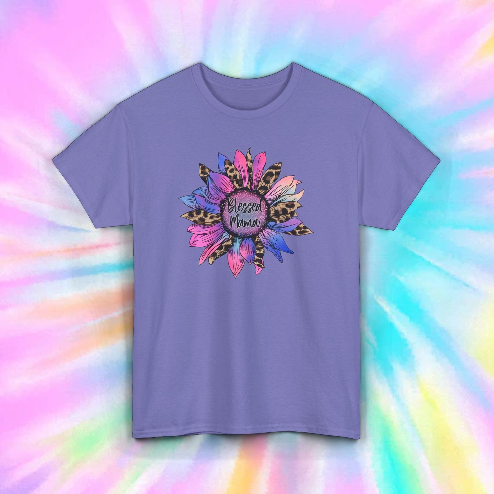 Blessed Mama T-Shirt Mens Womens Tees Top | Leopard Feather Flower Graphic Mom Tee S-5XL 3XL
