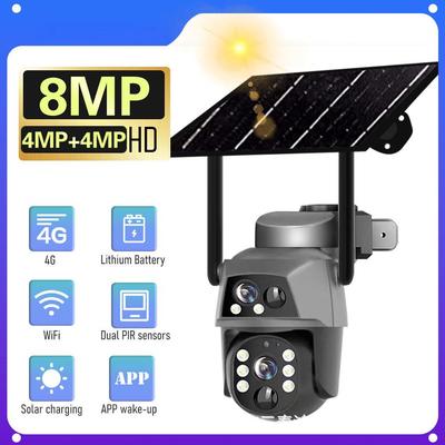 8MP 4K Dual Lens Solar 4G Outdoor Camera with PIR Night Vision