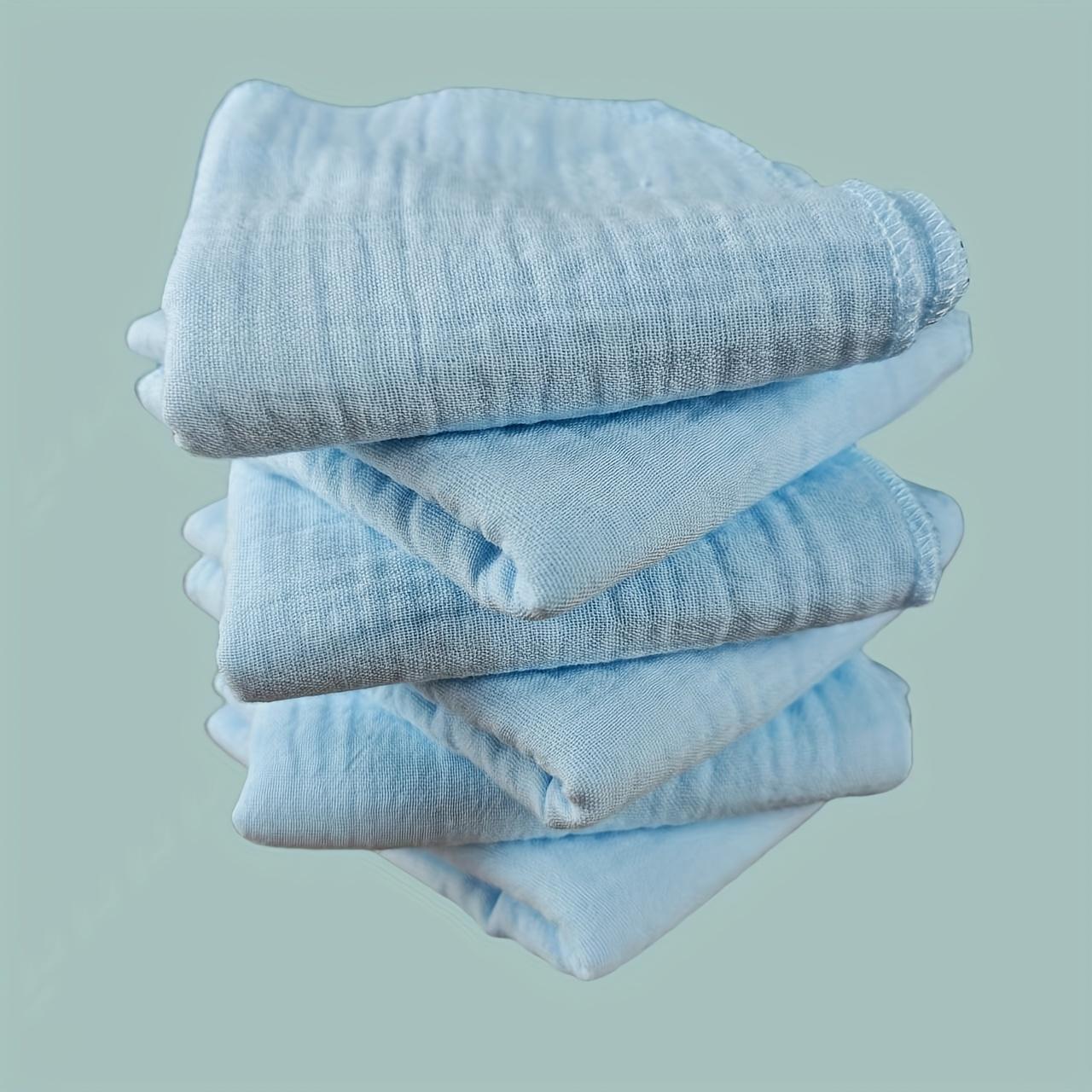 

10pcs Reusable Diapers - Soft Breathable Cotton Wrinkle Fabric, Lightweight & Absorbent, Solid Color for Newborns & Toddlers синій