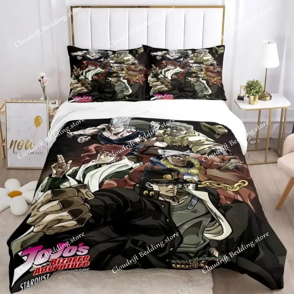 JOJO Anime Print Bedding Set Fashion Article Boys Or Adults For Beds Quilt Covers Pillowcases Bedding Set Gift
