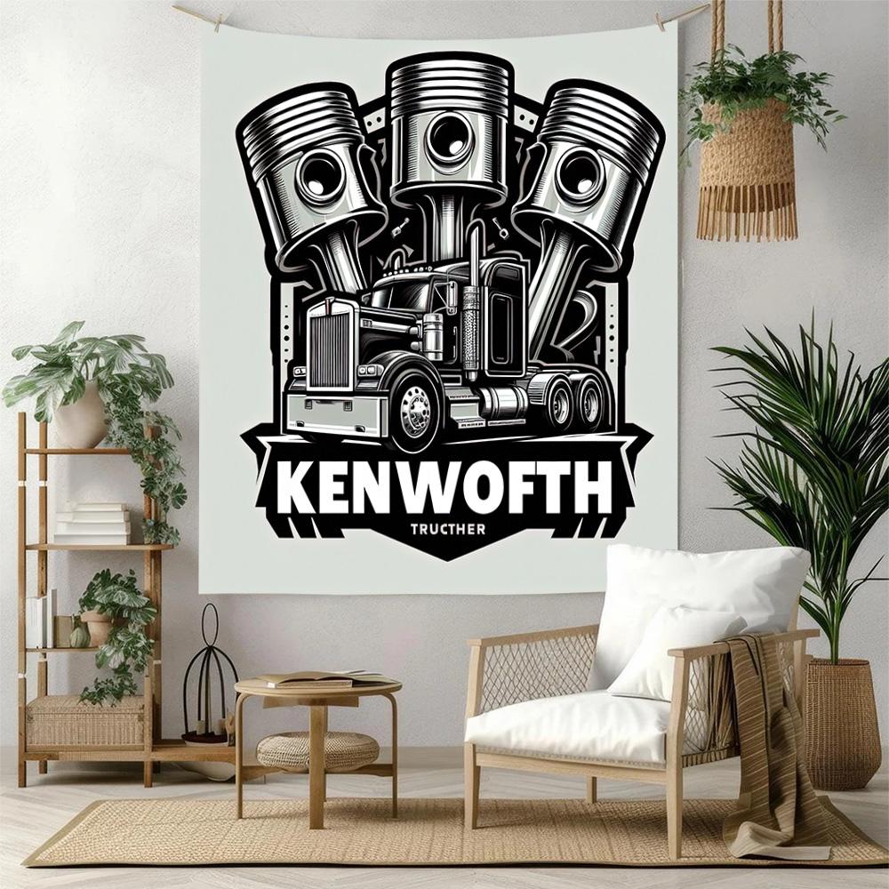 Kw Heavy Trucks Wall Decor Tapestry Art For Pet Memorial Birthdaywedding Party Backdrop Family Gift
