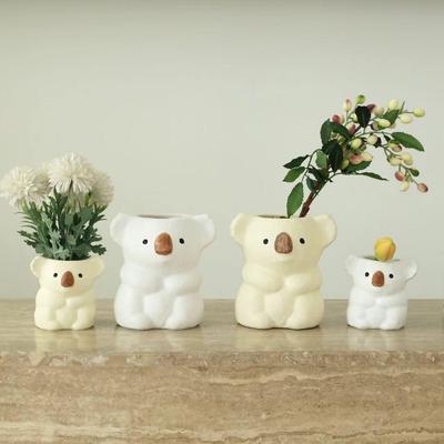 Cute Koala Retro Resin Flower Pot - Succulent Bonsai Holder & Makeup Storage Vase