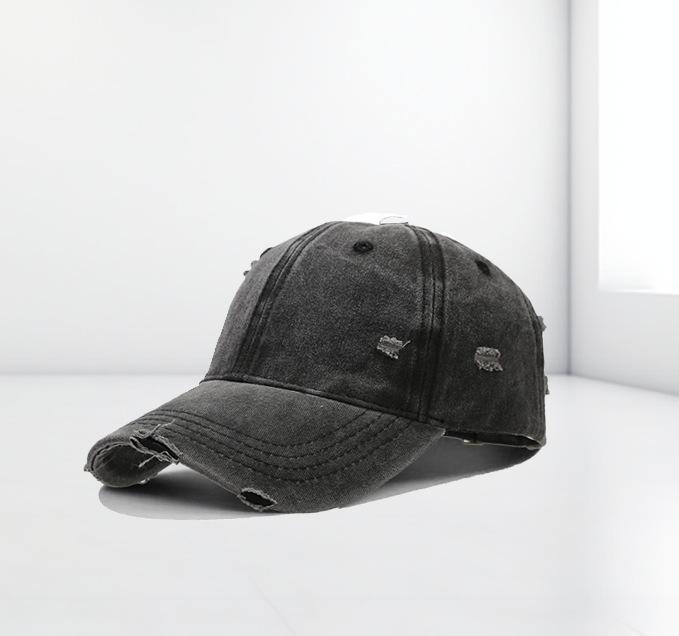 Unstructured 6 Panel Men's Baseball Cap Custom Embroidery Logo Stone Washed Cotton Vintage Distressed Dad Hat Black Blank