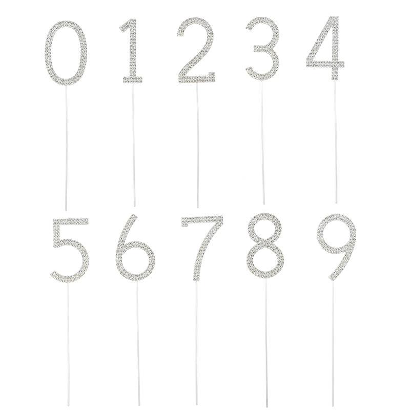 "Stilvolle Zahlentortenaufleger" (0-9) mit Legierungsdiamanten für Geburtstage & Hochzeiten"