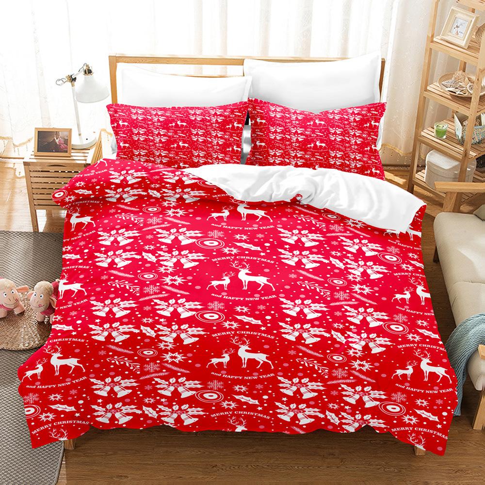 Christmas 3D Digital Printing Three-Piece Set, Bedding Kit, Christmas Knitting