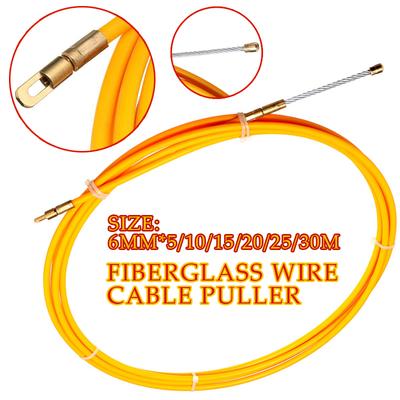 6mm 5M-30M Fiberglass Electric Cable Push Pullers Duct Fish Tape Wall Wire Lead Electrician Wiring Installation Aid Tool