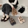 2025 Autumn and Winter New Soft-soled Belt Buckle Versatile Doudou Word with Bow Fluffy Women's Single Shoes