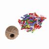 200pcs Natural Wooden Mini Clothespins Clip Peg with 1 Roll 50 Meter Jute Twine Crafts Decor