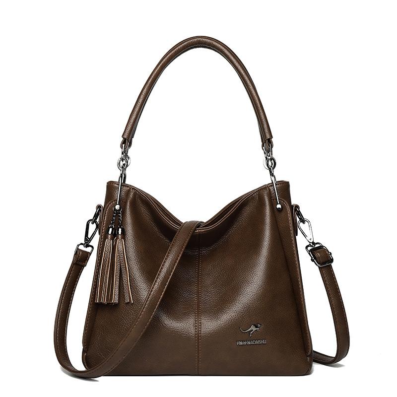 Hochwertige Damen Umhängetasche aus weichem Leder, Retro-Arbeitstasche, Schultertasche, Elegante Tasche mit großem Fassungsvermögen