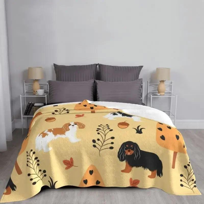 Cavalier King Charles Spaniel Blankets Warm Flannel Pet Dog In Autumn Throw Blanket for Sofa Office Bedspreads