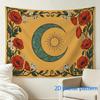 Boho Floral Tapestry Wall Hanging Art Yellow Sun Moon Crescent Flower Bohemian Decor Living Room Textile Tapestry 180x230cm