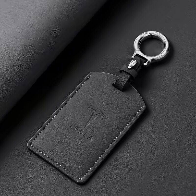 CPSSA1 Leather Car Smart NFC Card Key Case Fob Cover Protector Shell For Tesla Model 3 Model S Model X Model Y Keychain Accessories