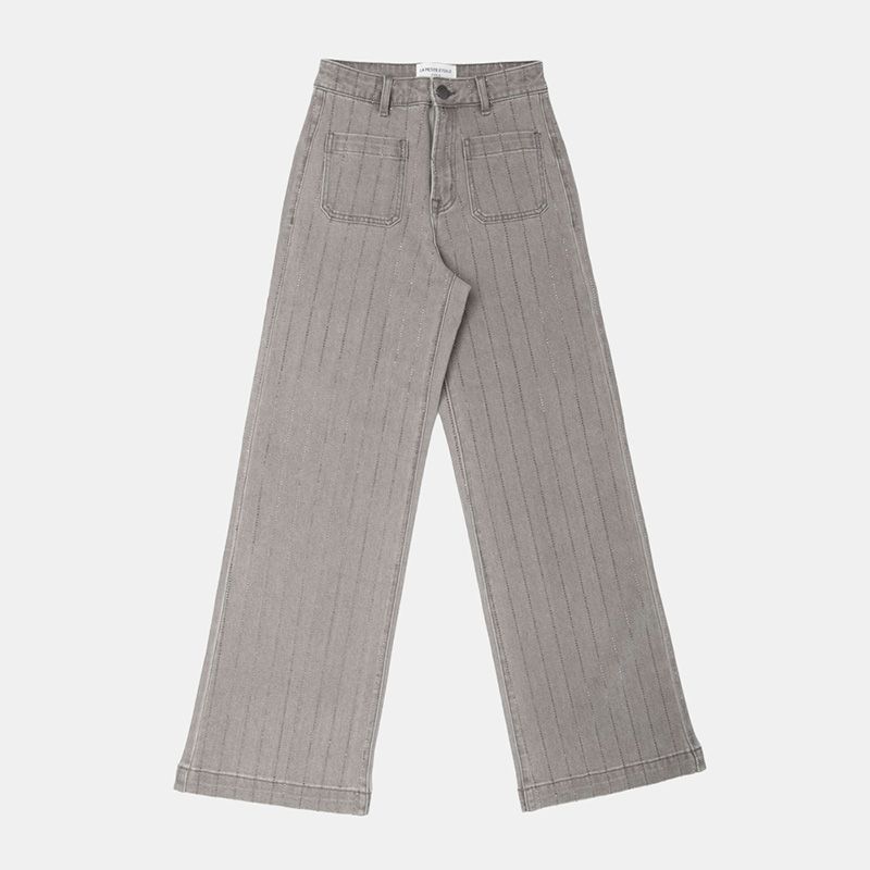 Jean gris atlanty à strass avec poches Femme LA PETITE ETOILE