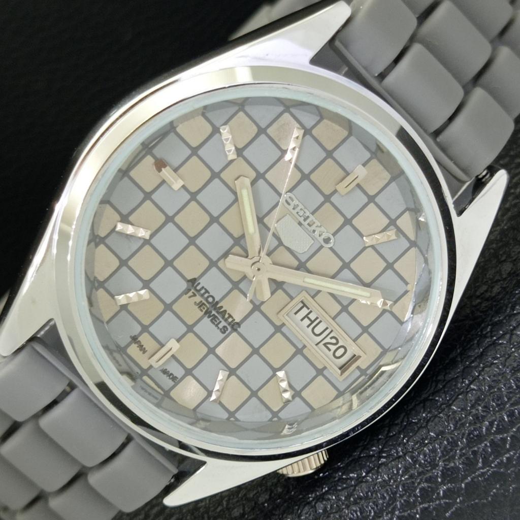 MENS VINTAGE SEIKO 5 AUTOMATIC REFURBISHED JAPAN GREY COLOR DIAL WATCH a440468-4 Sk-a440468