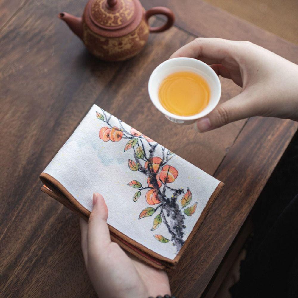 Thickened Chinese Painted Tea Towel Table Mat Tea Napkin Tea Art Tea Cloth  Cleaning Tool