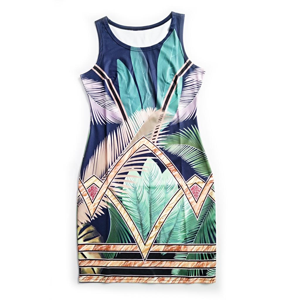 Source Summer Women's Printed Dress Sleeveless Dress Tide