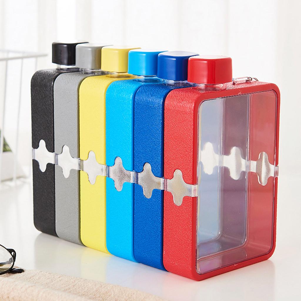 Reusable Slim Flat Water Bottle Portable Summer Plastic Cup Spill Proof Leak Proof Clear Drinks Kettle BPA Free