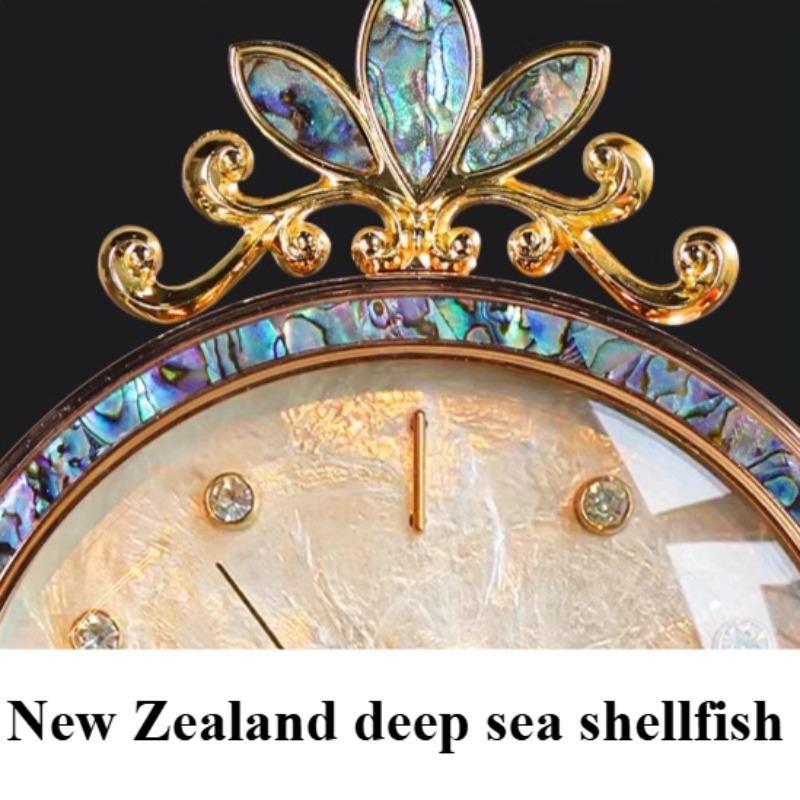 Luxury Table Clocks Art Nordic Silent Table Quartz Clock Morden Design Aesthetic Shell Based Clock Living Room Cabinet Ornament