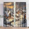 2Pcs Polyester Christmas Snowscape Durable Printing Window Curtains Birthday Party Decoration Backdrop Drapes for Living Room