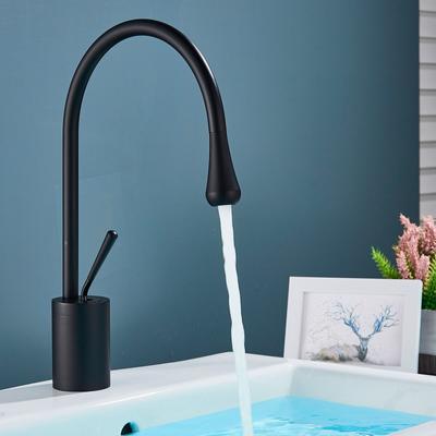 Monobloc Basin Mixer Tap with Lead Free Stainless Steel Single Lever Bathroom Sink Taps, Matte Black