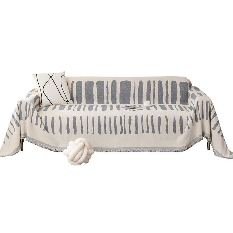 Thicken Chenille Blanket Classic Black Stripe Sofa Blanket Summer Couch Non Slip Blanket Office Nap Shawl Cushion Sofa Covers