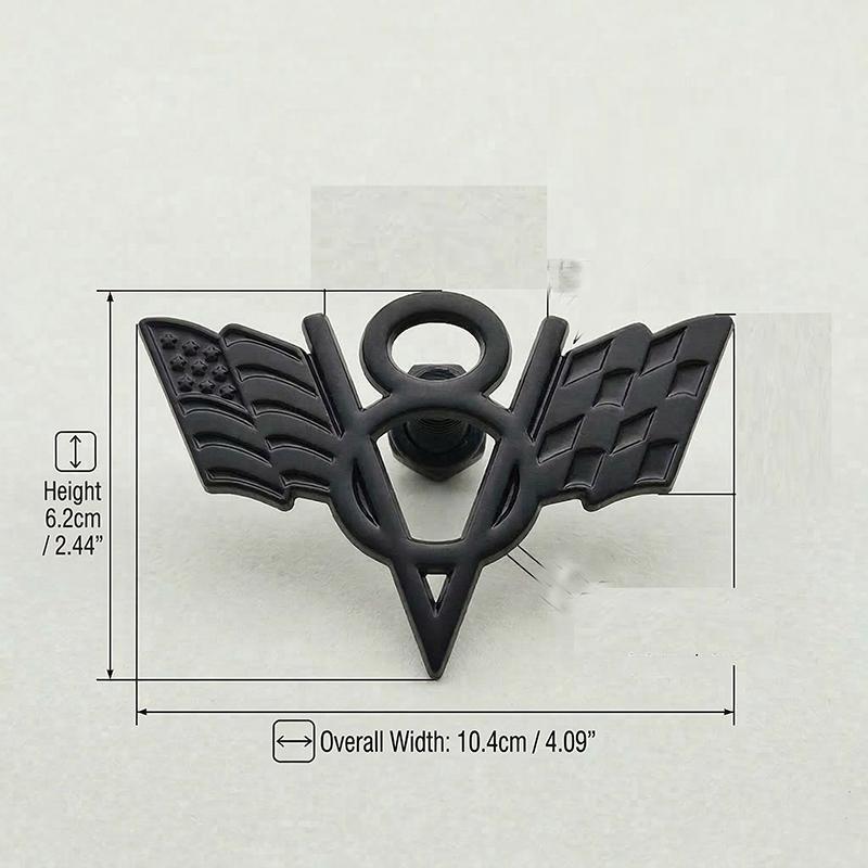 3D Metal V8 Engine Badge Cross Flag Car Emblem Front Grille Decal Trunk Sticker Universal Auto Styling Accessories