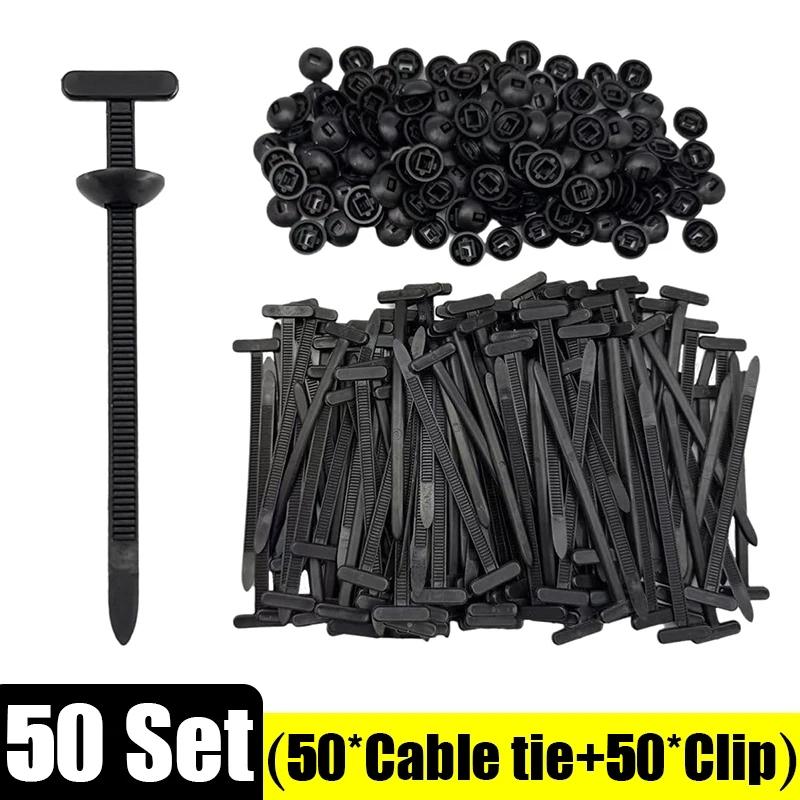 

500/50set Nylon Cable Ties Buckle Auto Fastener Screw Replacement Clip Car Fenders Trunk Engine Guard Panel Wire Management Tool