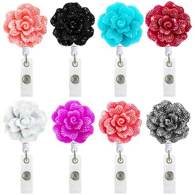 Resin Shiny Flowers  Retractable  Easy-to-pull Buckle  Rotating  Easy-to-pull Certificate Buckle  Nurse Scroll Badge