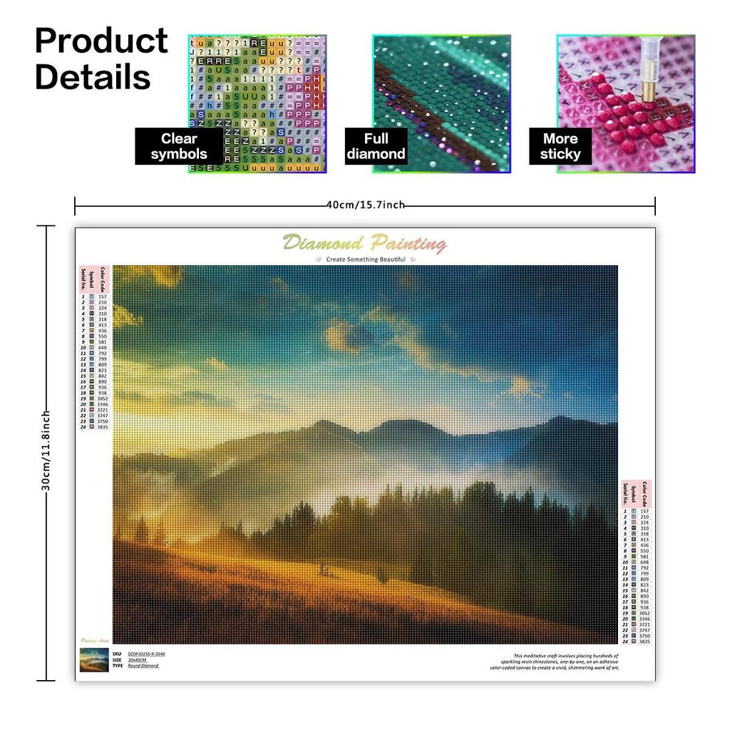 DIY Diamond Painting Landscape Diamond Embroidery Mountain Full Round Diamond Decoration Home 30x40cm/12x16inch