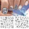 12 Designs Schwarze Katze Nagel Wasser Aufkleber Niedliche Kawaii Cartoon Nagelkunst Abziehbilder Wasserzeichen Transfer Slider Maniküre Dekorationen