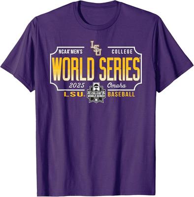 LSU Tigers MCWS 2025 College World Series Baseball Purple T-Shirt