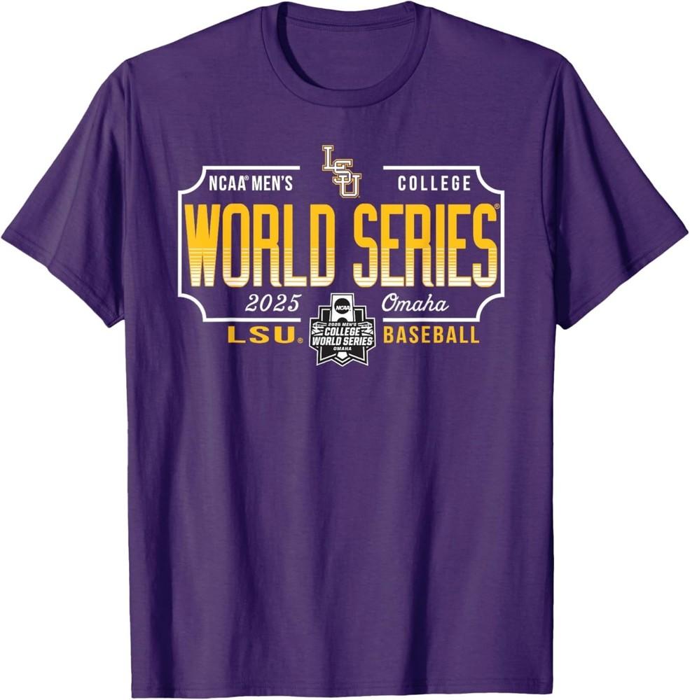 LSU Tigers MCWS 2025 College World Series Baseball Purple T-Shirt 4XL
