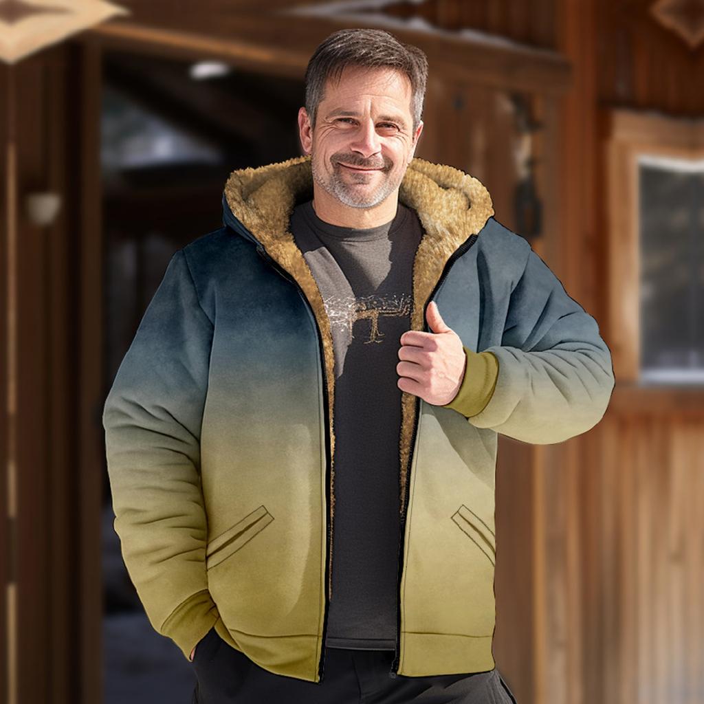 Men's Gradient Jacket Men's Spring And Autumn Casual Trend Zipper Hooded Jacket