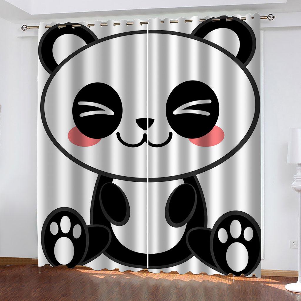 Home Interior Curtains 3D Luxury Animal Cute Panda Window Blackout Curtains For Living Room Bedroom Home Decor 2Pieces