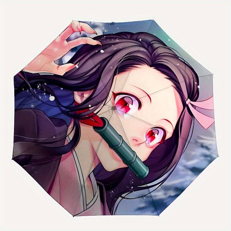 1pc Kamado Nezuko Automatic Folding Umbrella - 3 Folding Design, Vivid Cartoon Pattern, Suitable for Outdoor Activities, A Gift for Fans In