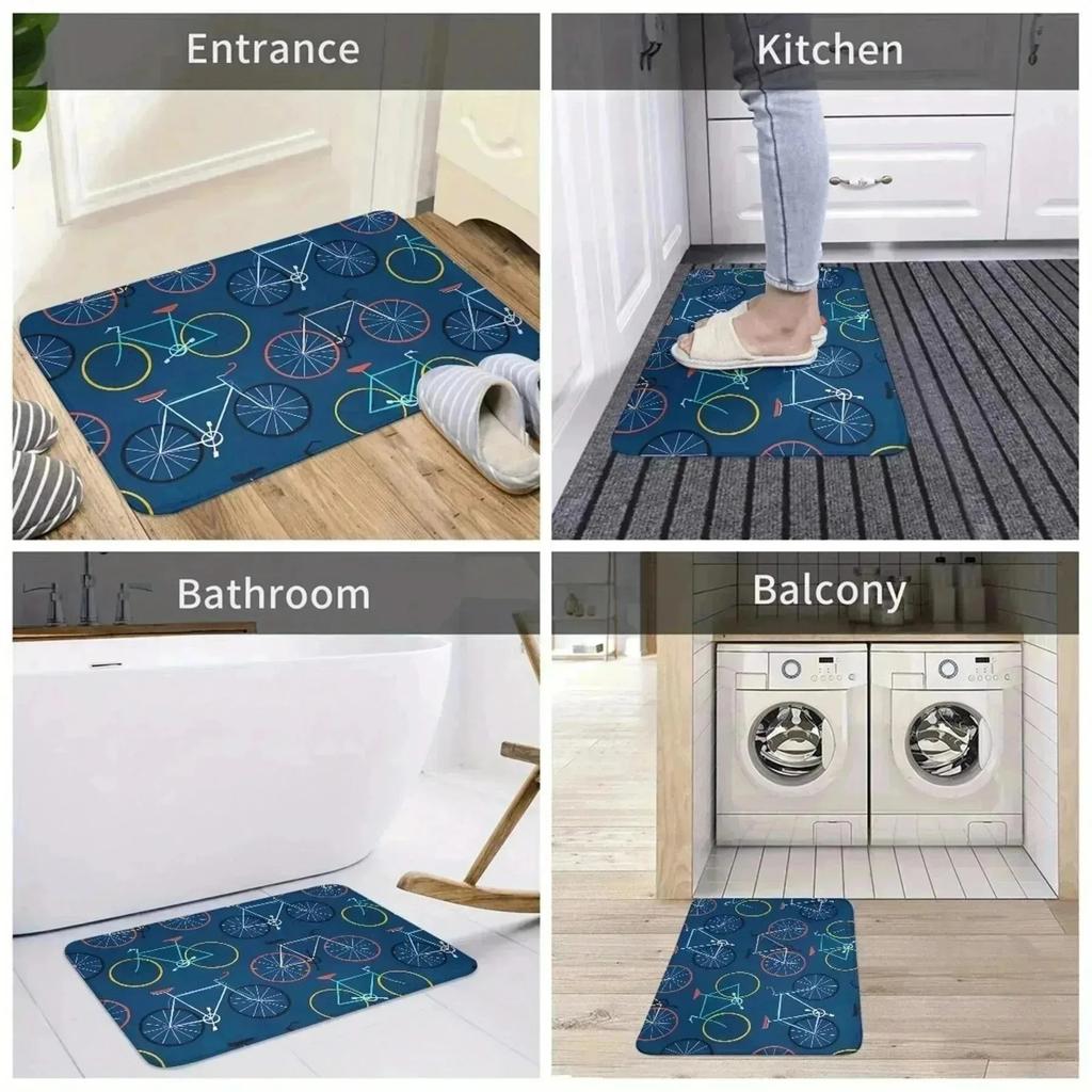 1PC Wildflowers Pattern Door Mats Kitchen Rugs Non-Slip Pop Design Bathroom Rugs Bath Mat Carpet for Home Sink Laundry Decor